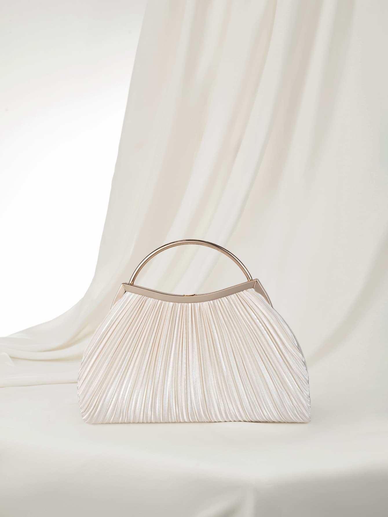 Clariva An Elegant Pleated Satin Evening Bag Clutch Perfect For Romantic Wedding, Formal Party, Dance, And Other Events With Chain Strap For Bride And Evening Dress, Clutch Bag For Wedding