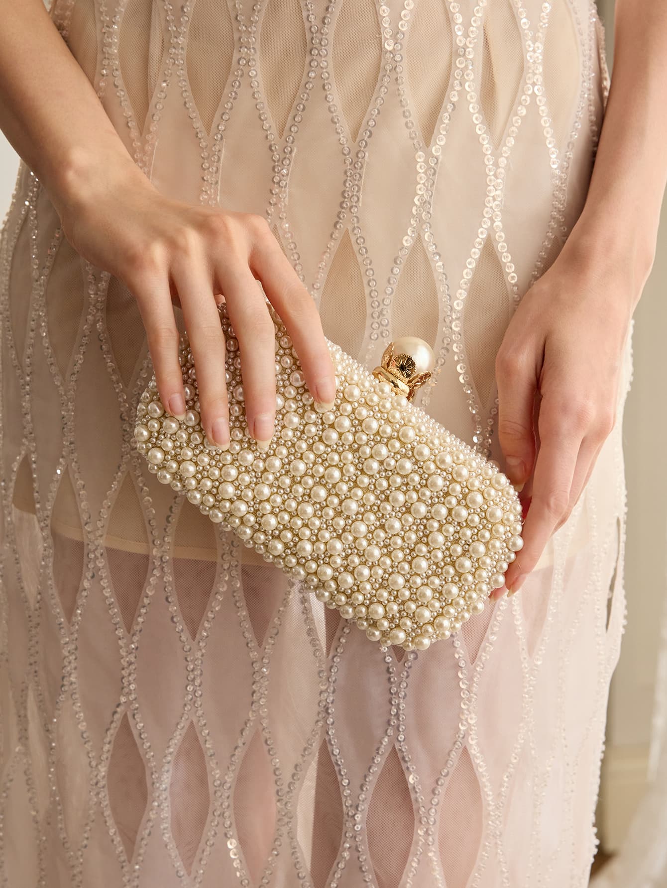 Mini Reversible Faux Pearl Beaded Clutch Bag Handbag With Shoulder Strap, Party Bags,Perfect For Party Wedding Prom Dinner/Banquet Matching With Holiday Party Dress Evening Dress & Sequin Dress , New Year ,Wedding , Wedding , Sequin, Pearl Bag, Party Bags, Beaded Bag, Wedding Items SummerOutfit,Festival Fits,Elegant Outfit