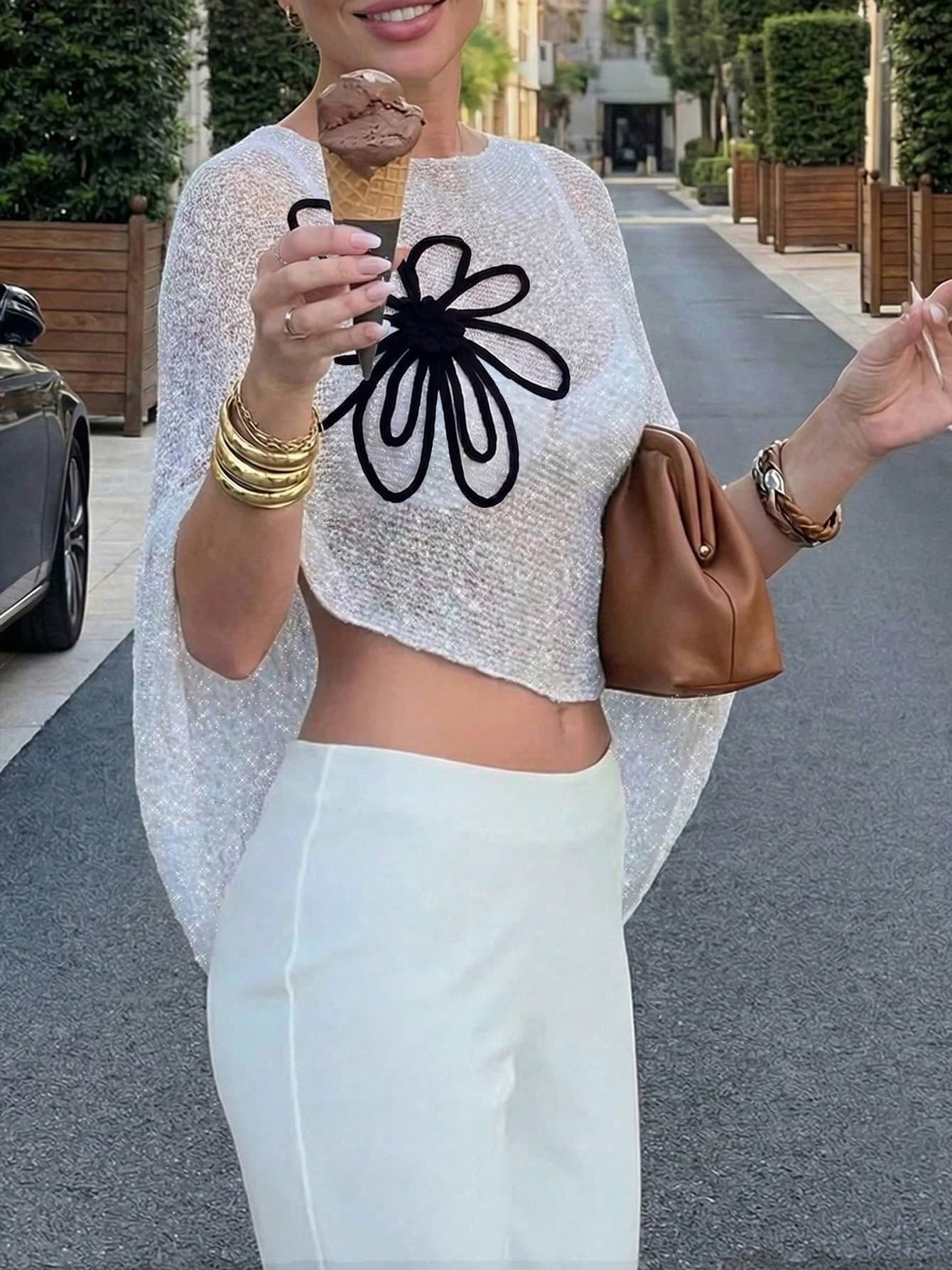 Summer New Women's Ribbed Knit Shrug, Asymmetric Hem, Shimmery Lightweight Breathable Fabric White Vacation