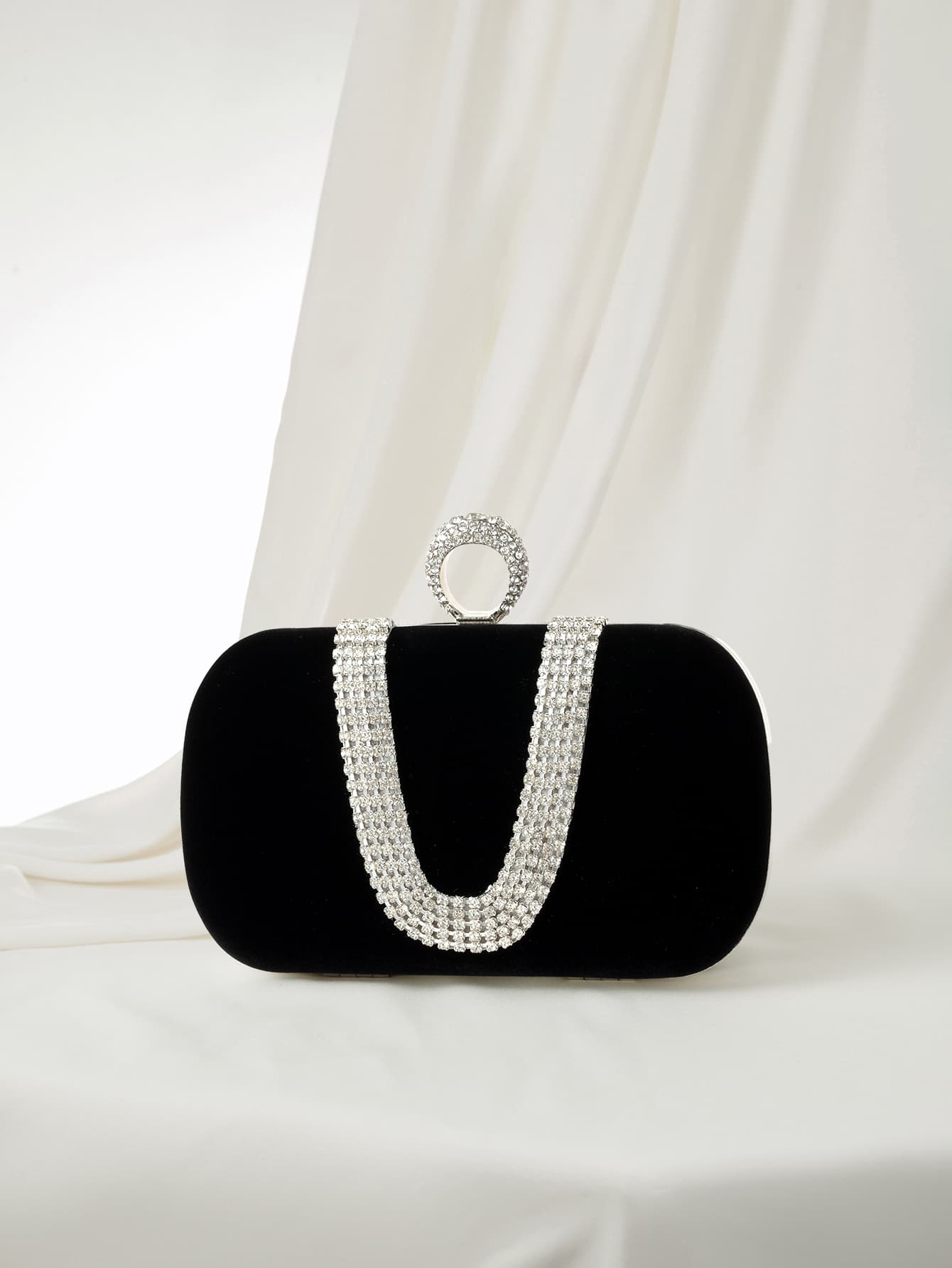 Clariva U-Shape Rhinestone Studded Handmade Evening Clutch Bag, Party Purse For Formal Dress And Bridal, Perfect For Party Wedding Prom Dinner/Banquet