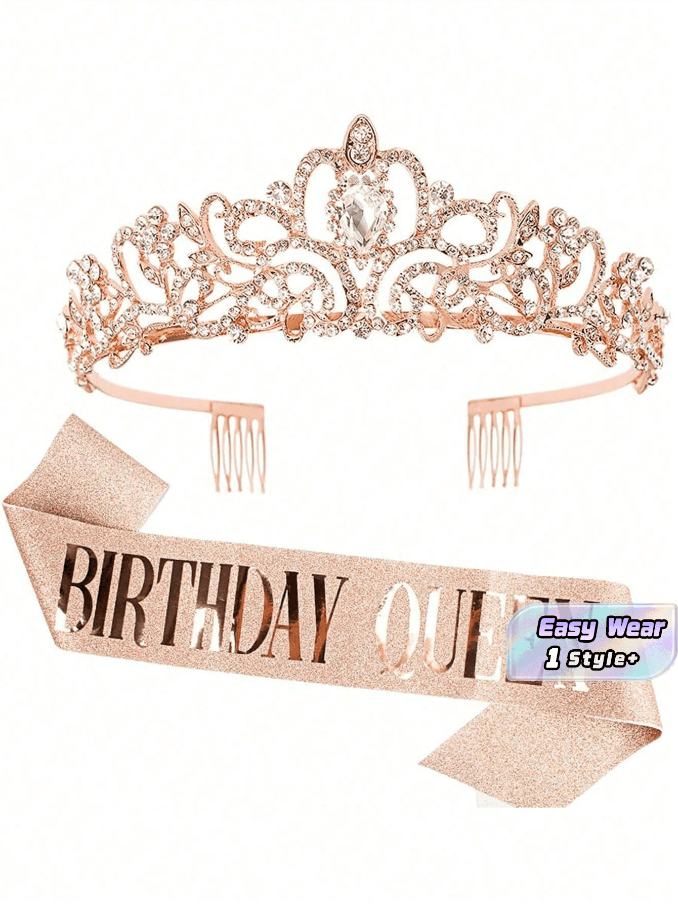 Bling Rhinestone Crystal Crown Tiara Queen Sash And Crown For Women Birthday Party Decoration Kit Queen Glitter Crystal Hair Accessories,Christmas