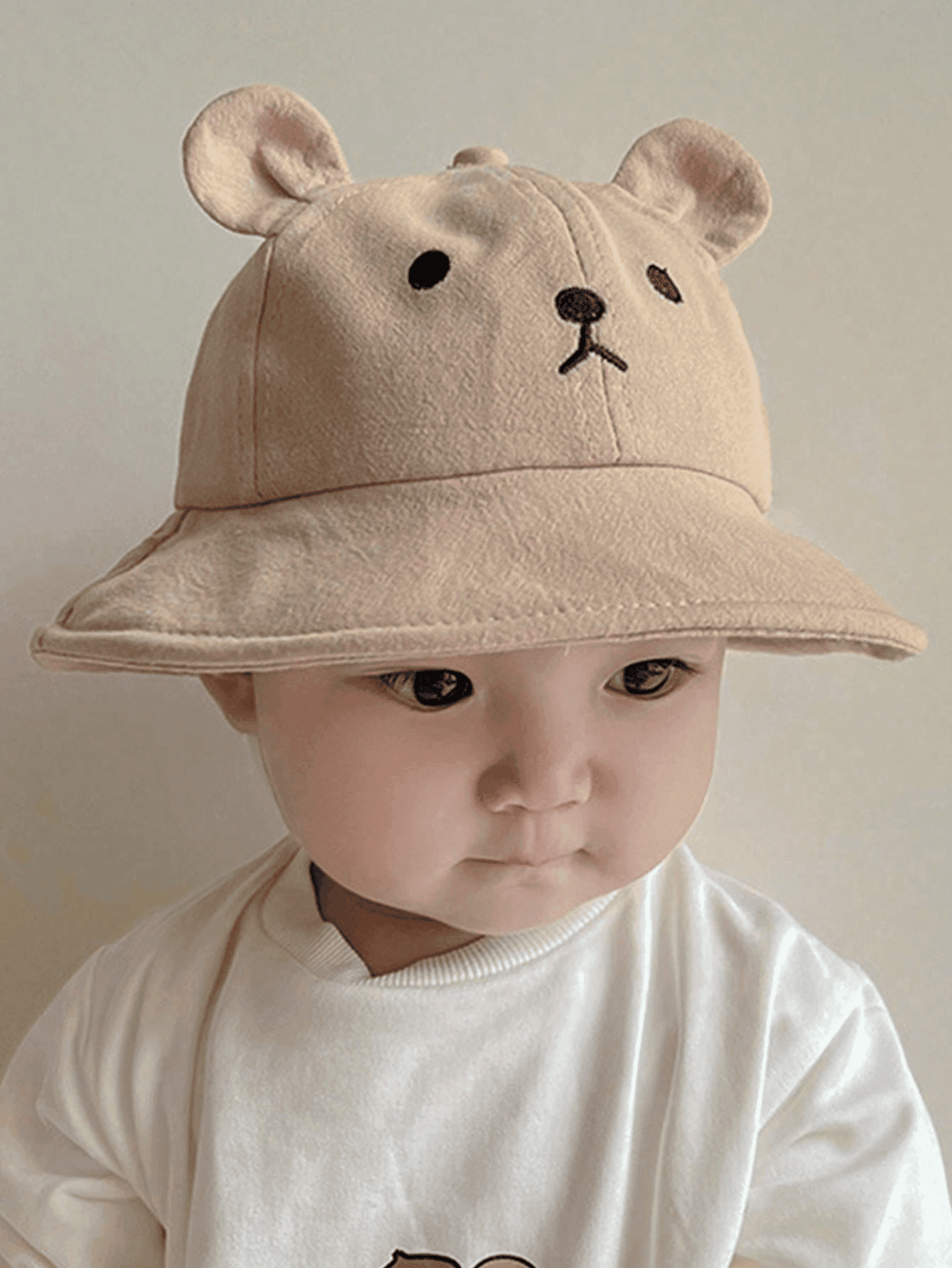 1pc Toddler Bear Design Sun Mesh Breathable Hat, Cute Versatile Style For Babies & Infants, Suitable For Spring & Summer Wear