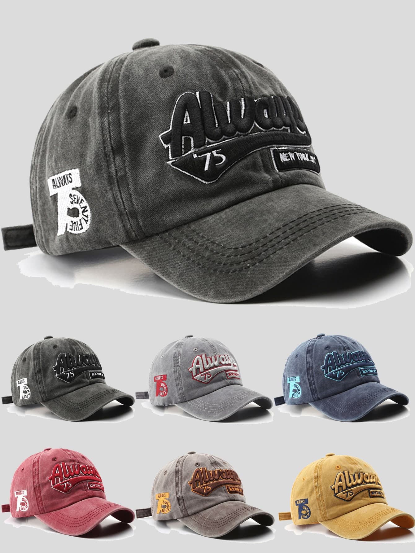1 Piece ALWAYS 3D Three-Dimensional Embroidery Baseball Cap, Unisex, NEW YORK CITY Seventy-Five 75 (1775) Embroidered Cap, Stylish Casual American Joint Sun Hat, Perfect As A Gift