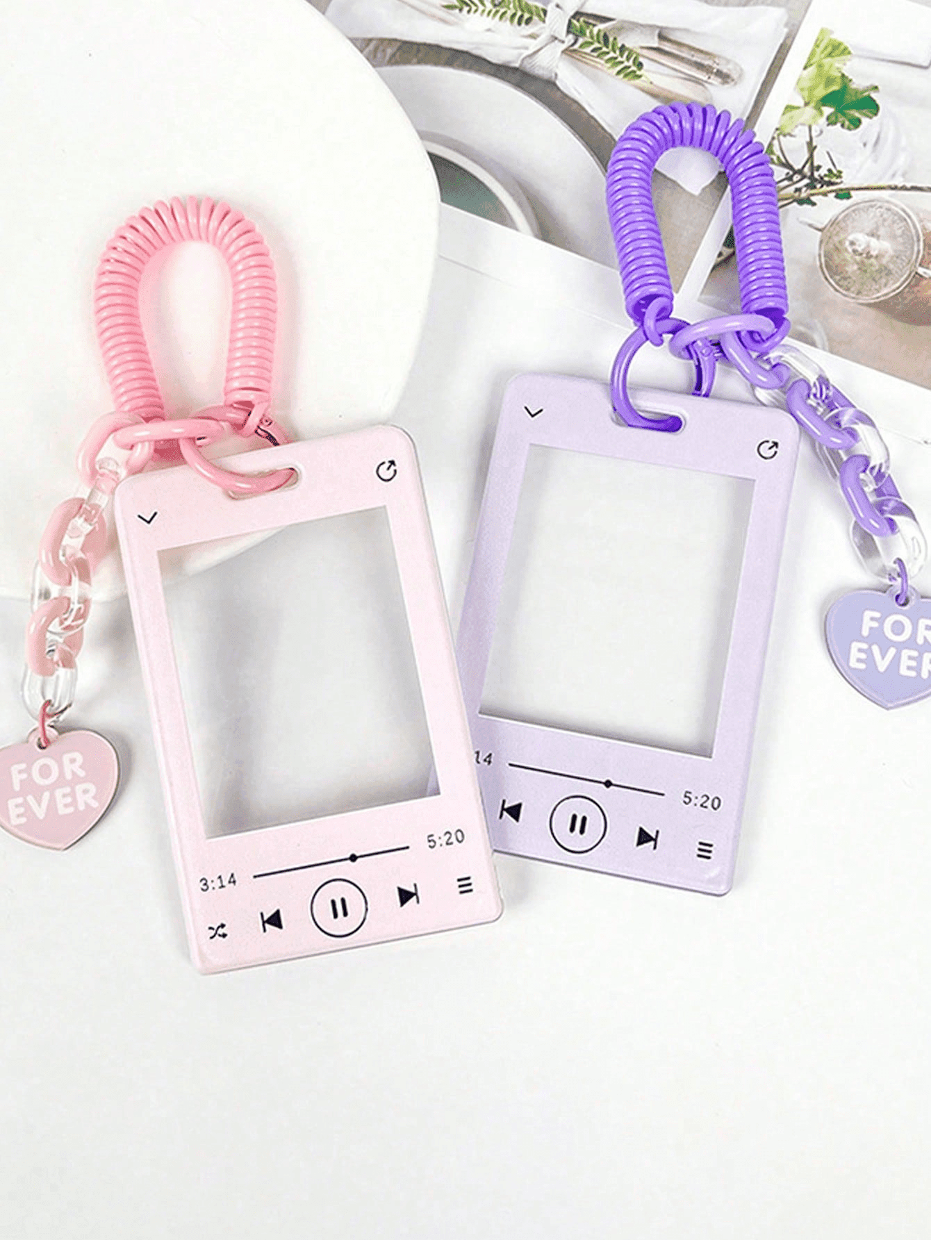 1pc Acrylic Creative Card Holder, Photo ID Badge Protection Case With Double Loop Retractable Lanyard Acrylic Pendant,School Supplies,Back To School