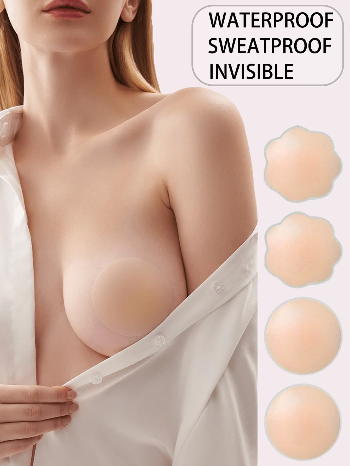 12 Reusable Seamless Silicone Nipple Covers - Invisible, Self-Adhesive, Anti-Convex Breast Patches For Women - Comfortable, Breathable, And Easy To Clean Bra Accessories(2/6/12pcs)