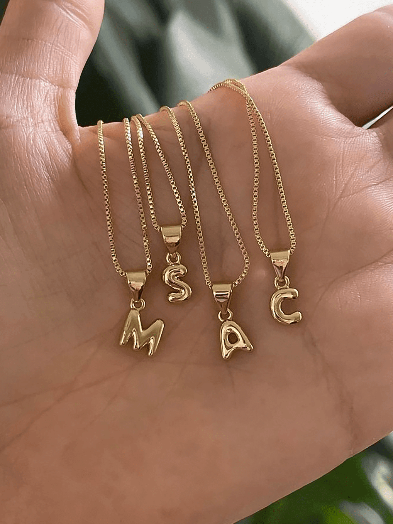 1pc Fashionable Creative Elegant Bubble A-Z English Letter Stainless Steel Necklace, Gold Color Necklace, Women's Casual Wear Personalized Necklace, Clavicle Chain