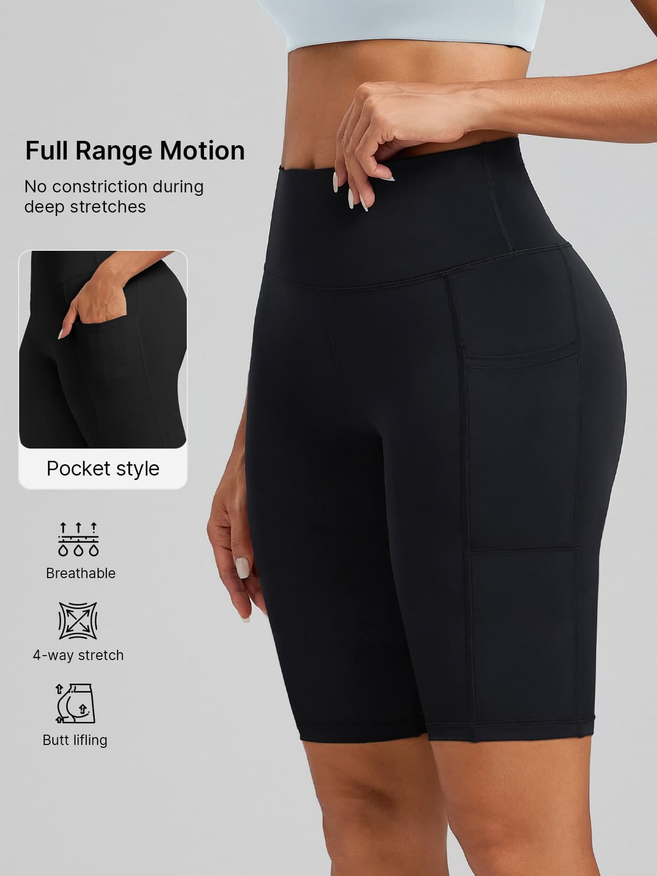 1pc Women's High Waist Butt Lifting Leggings, Cycling Shorts, Jogging Pants, Summer Shorts, With Pocket Design, High Elasticity Comfortable Breathable Moisture-Wicking, Suitable For Gym Fitness, Outdoor Sports, Yoga, Running, Cycling