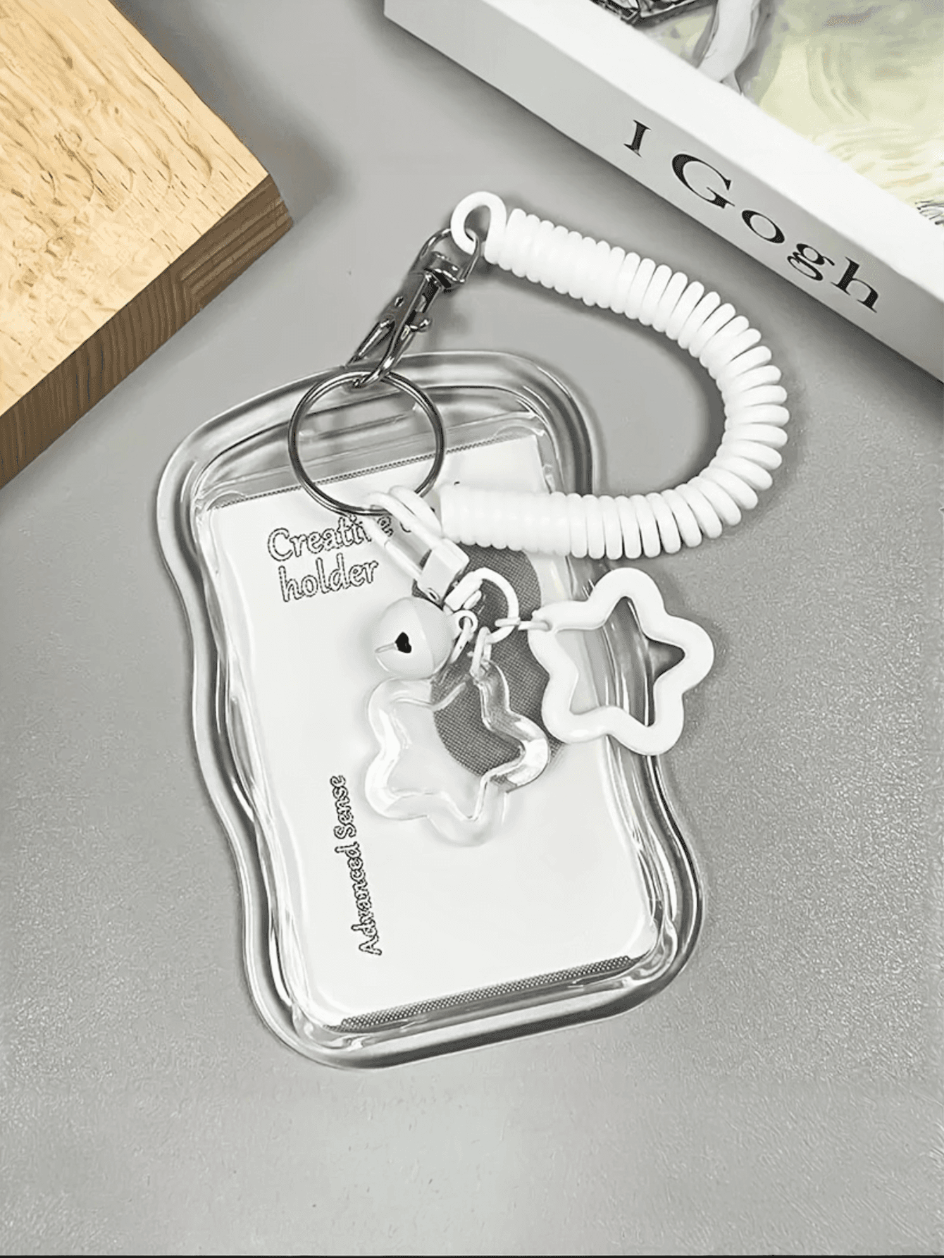 1pc Expandable Heart-Shaped Card Holder Keychain, 1/2pcs Durable Transparent ID Card Wallet Set With Removable & Wipeable Sliding Cover, Keyring And Detachable Lanyard/Pendant - Heavy-Duty Clear Card Holder With ID Window And Card Slots, Durable Transparent PVC Student ID And Access Card Holder With Sliding Cover