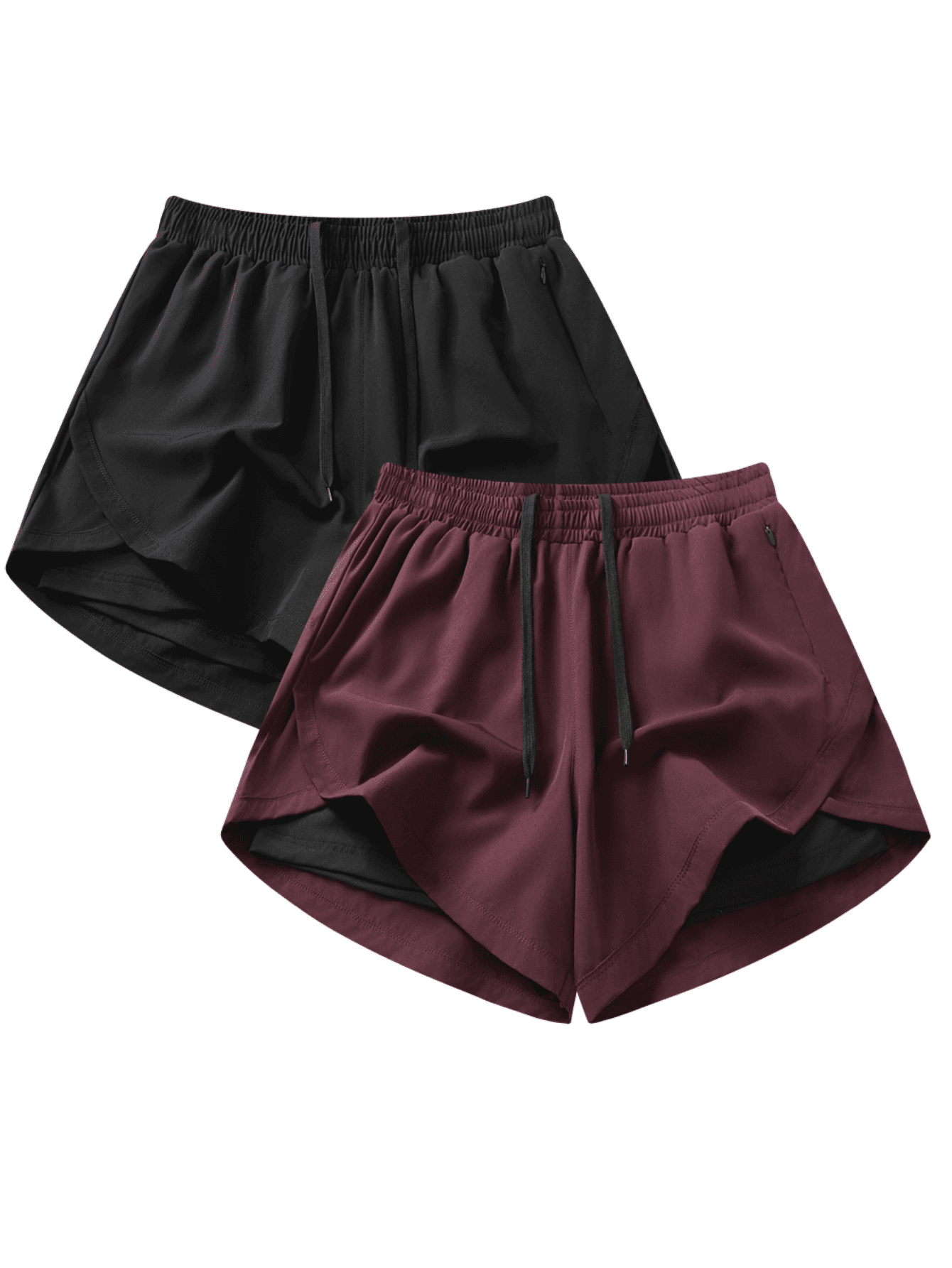2pcs/Set Women's Sports Shorts | Quick-Dry Polyester & Spandex Blend | Breathable, Lightweight | Adjustable Drawstring Waistband | Suitable For Fitness And Casual Wear | Machine Washable | Multi-Season Comfortable, Active Lifestyle Clothing | Functional Designed Shorts | Adjustable Comfortable Shorts | Gym, Yoga, Running Pants Summer