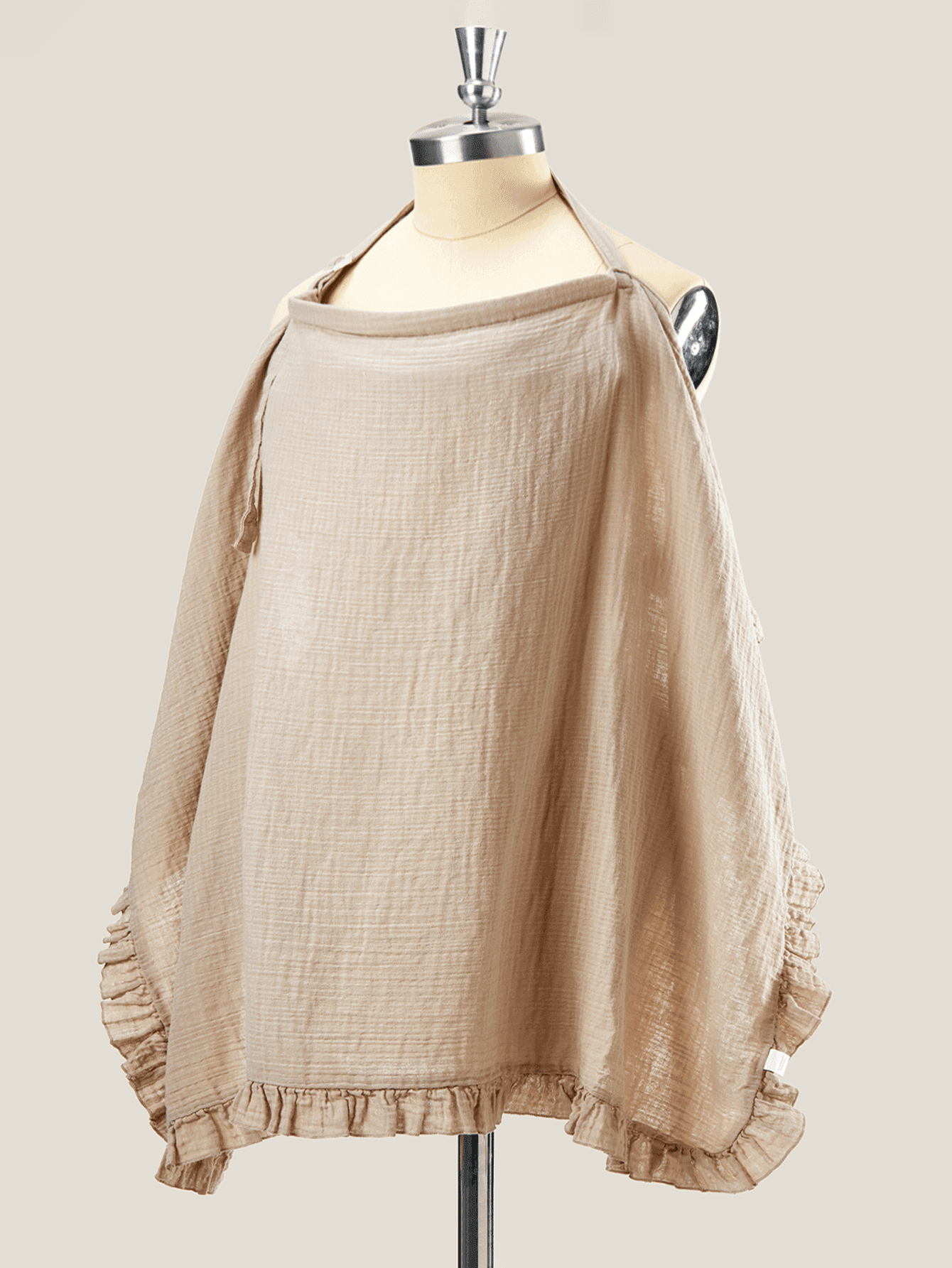 1pc Linen Color Lace Lightweight All Cotton Crinkled Fabric Soft Skin-Friendly Nursing Cover, Car Seat Sunshade, Nursing Cover, Multi-Functional Baby Stroller Sun Canopy