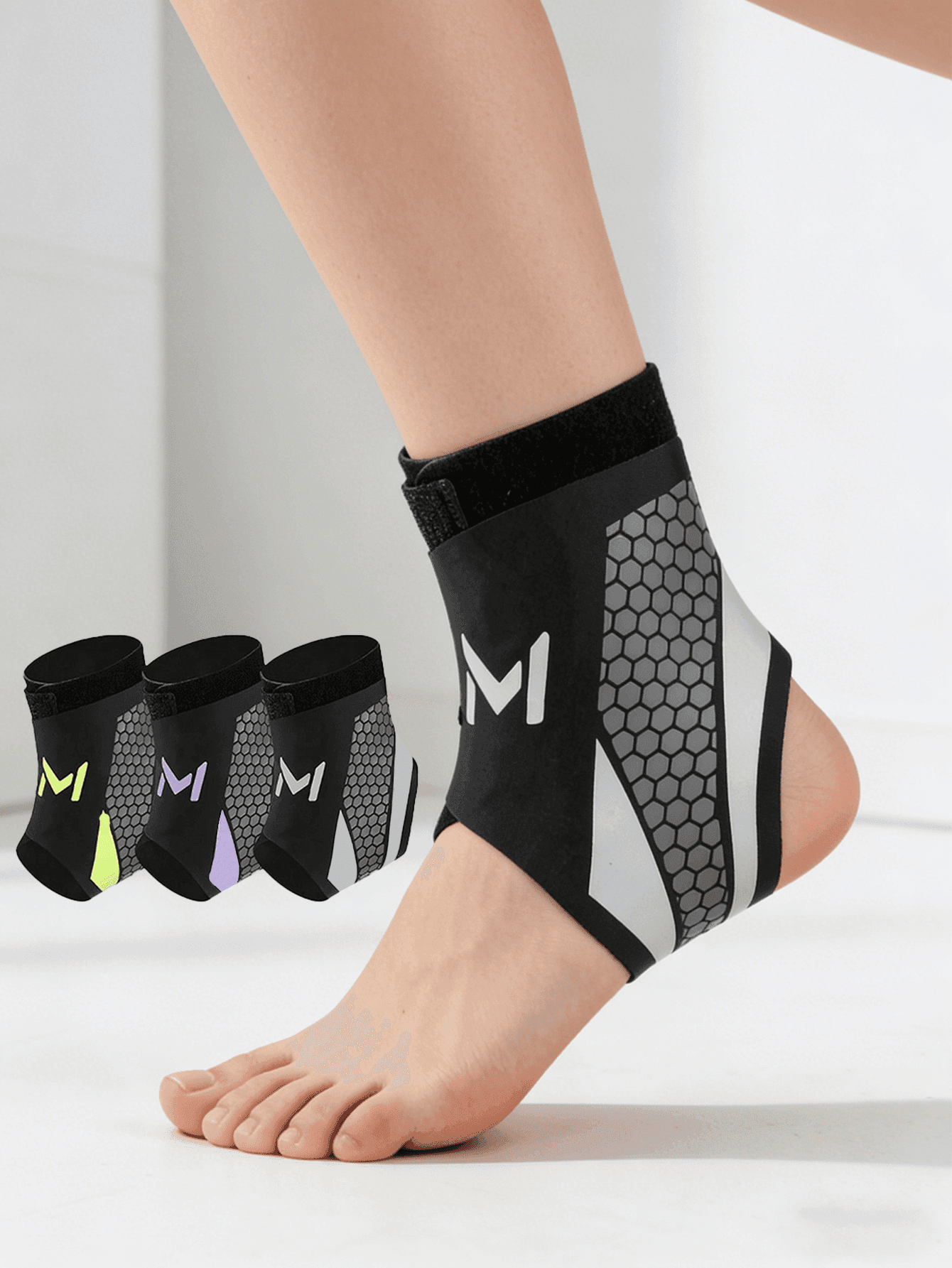 Sports Ankle Support Brace, Suitable For Basketball, Soccer, Volleyball And Fitness Sports, Unisex, Shock-Absorbing To Reduce Foot Fatigue, With Hook And Loop Heel Protection, Wrap-Around Pressure Design And Adjustable Ankle Support