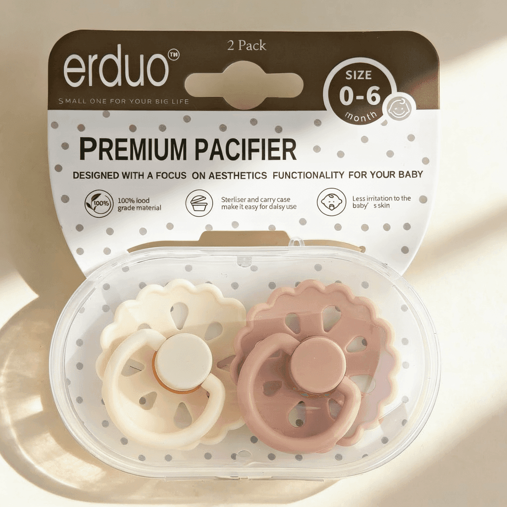 2pcs Baby Daisy Flower Pacifier, Natrual Soft Rubber Latex Pacifier Soother, Skin Soft Latex Nipple, Easy To Clean Pacifier, Best For Breastfed Babies, Binky Newborn Pacifiers 0-6 Months