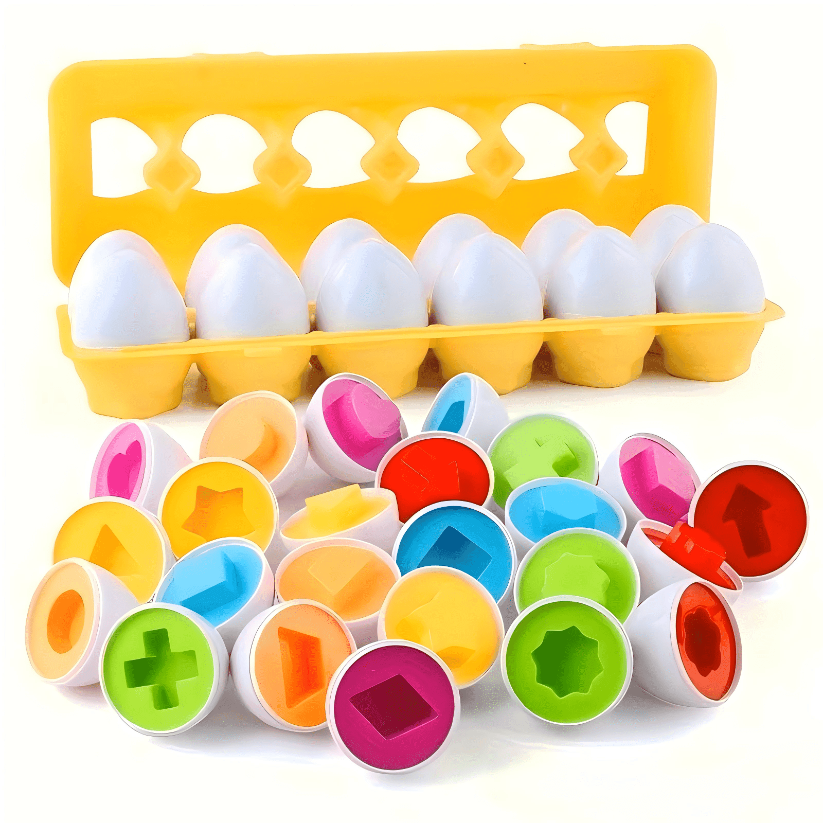 6/12pcs Colorful Egg Shaped Puzzle Toys - Helps Develop Fine Motor Skills, Hand-Eye Coordination And Shape Recognition - Ideal For Early Childhood Learning, Montessori Education And Easter Games (Colors May Vary)