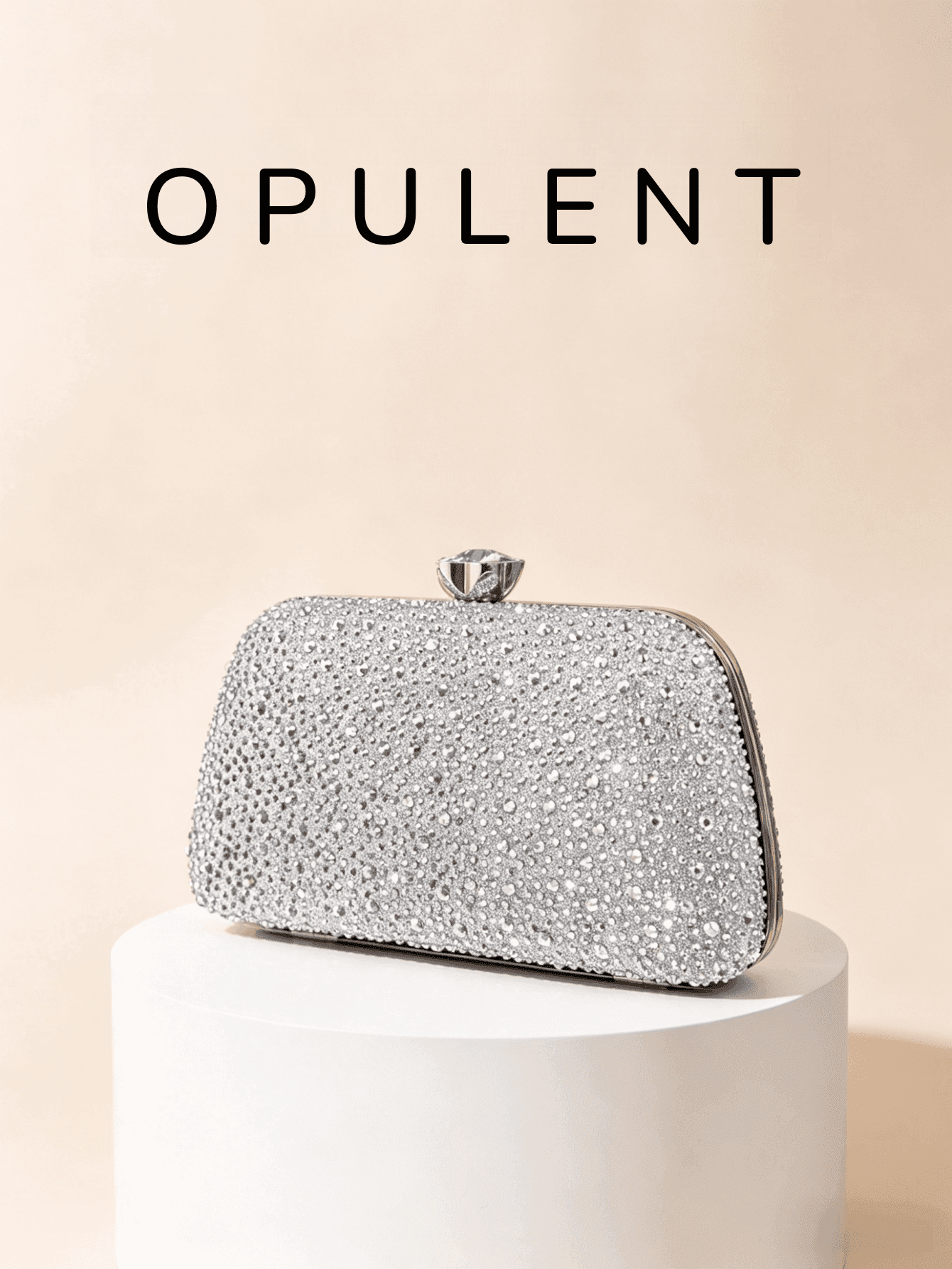 1pc Luxury Full Crystal Clutch Bag, Shiny Silver Evening Handbag Suitable For Wedding, Party, Gala