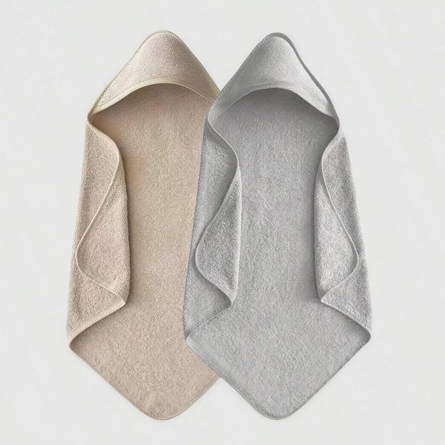 2pcs Baby Hooded Bath Towel, Super Soft Coral Fleece Absorbent Children's Solid Color Bath Robe, Newborn Baby Bathing Cloak Robe For Autumn/Winter, Machine Washable - Perfect Gift For Baby Shower