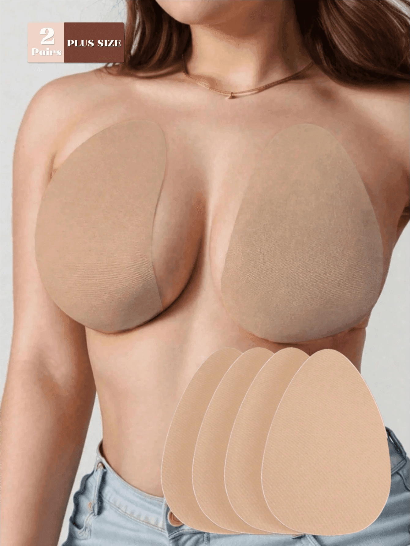 2 Pairs Invisible Breast Enhancing Stickers - Self-Adhesive Push-Up C-E Cup Backless Bra Lift Tape, Disposable Self-Adhesive Lift Stickers Suitable For Busty Women, Strapless Bra