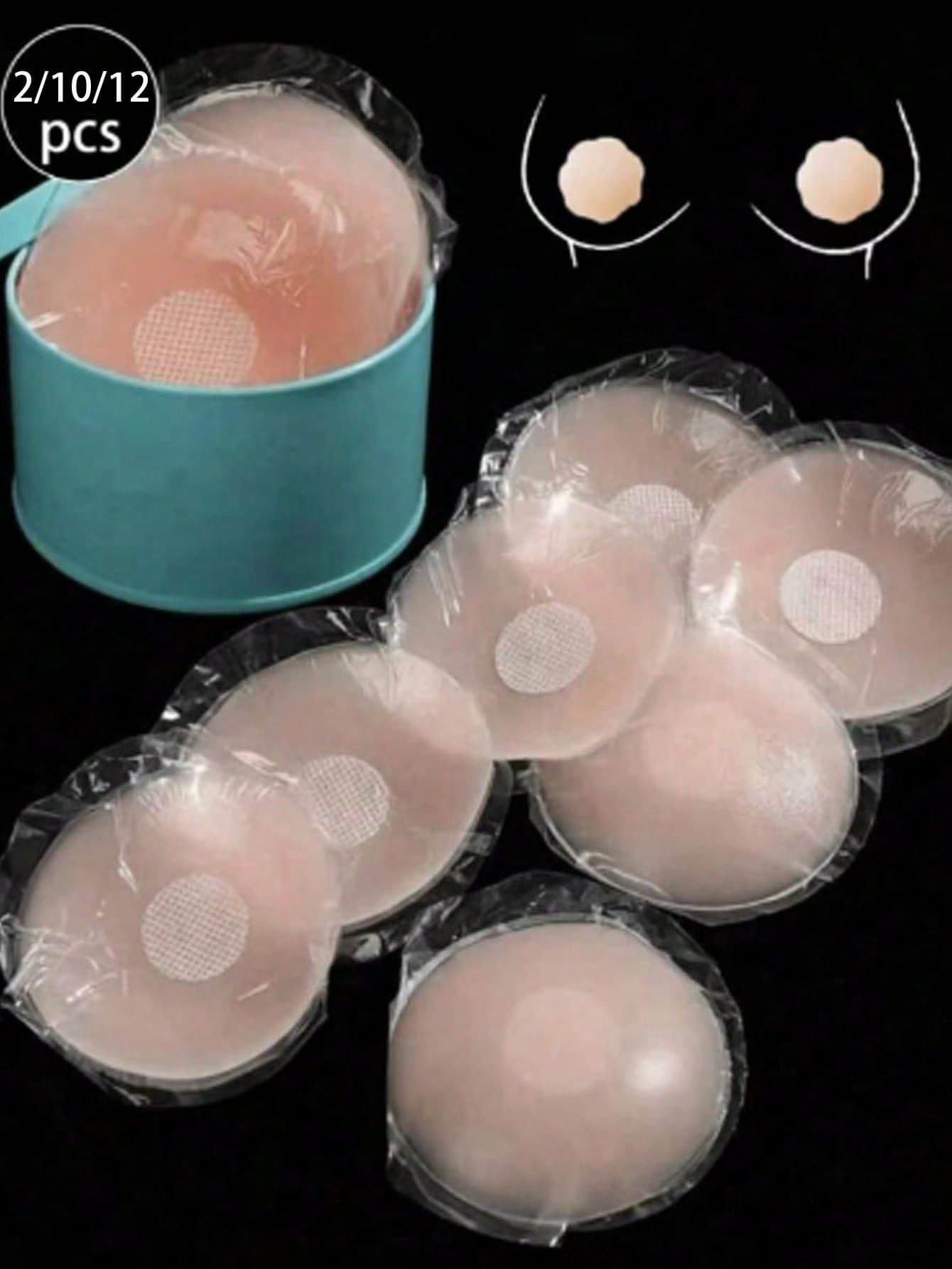 12pcs Silicone Nipple Cover Reusable Women Breast Petals Lift Invisible Bras Pasties Bra Padding Sticker Patch Adhesive Pads(2/10/12pcs)