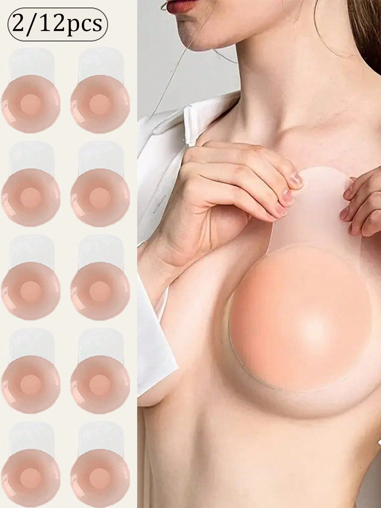 2/12pcs Reusable Seamless Silicone Nipple Covers - Invisible Self-Adhesive Anti-Protrusion Breast Pads, Comfortable And Breathable, Easy To Clean, Suitable For All Breast Shapes, Sexy Bra Accessories, Discreet Coverage | Comfortable Fit.