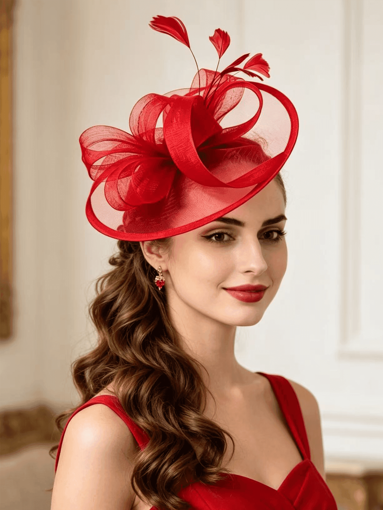 1pc Women's Solid Color Fascinator Hat, Tea Party Hat, Kentucky Derby Hat, Feather Hair Clip, Bridal Wedding Party Birdcage Veil Headpiece, Horse Racing Headpiece, Vintage Hat, 50s Costume Hat, Victorian Hat, Pillbox Hat, Women's Accessories, Mother's Day Halloween Christmas Gift, Mini Headpiece