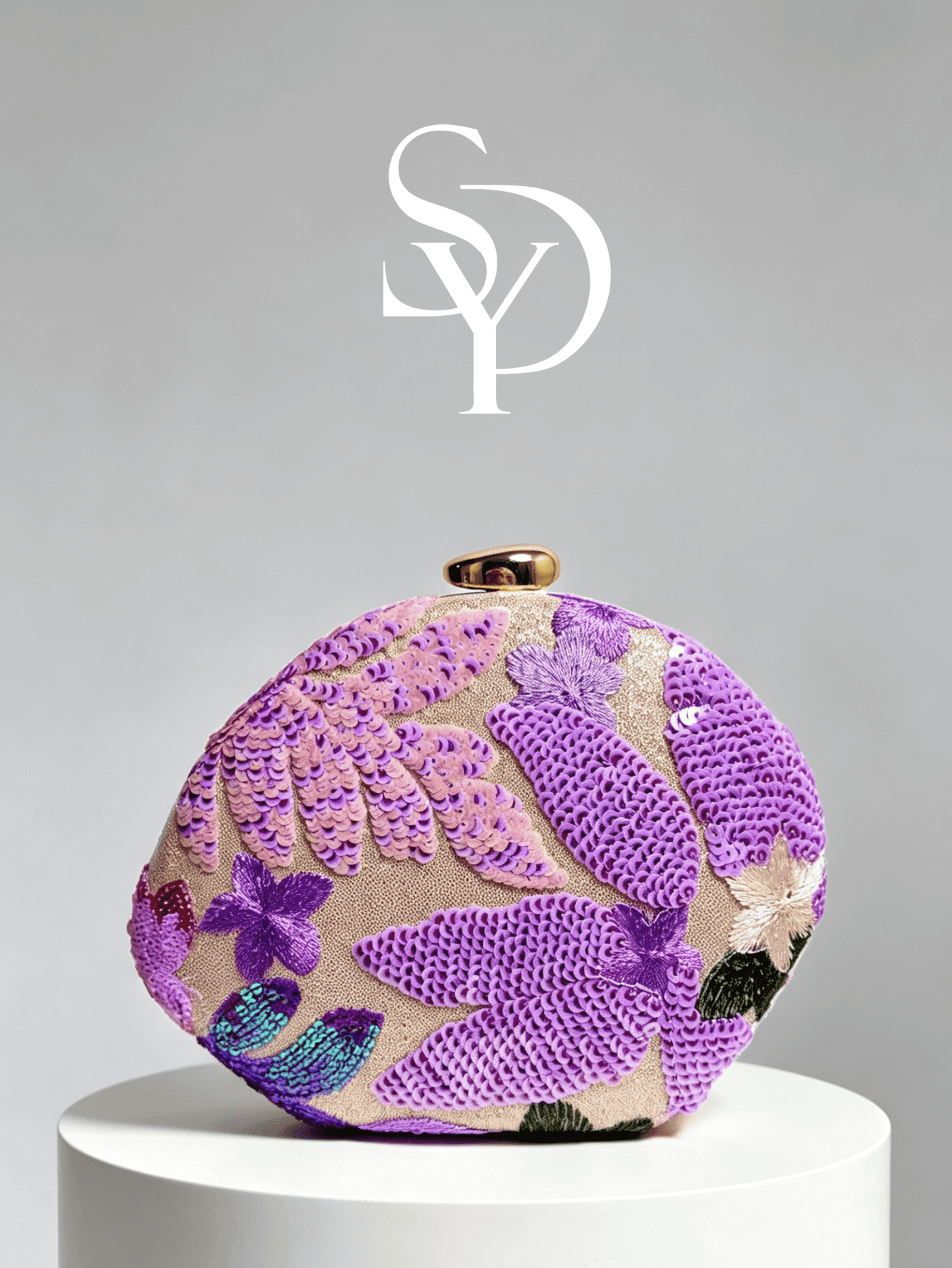 1pc Elegant Floral Embroidered Clutch, Women's Elegant Leaf-Shaped Metal Evening Bag, Suitable For Parties And Weddings