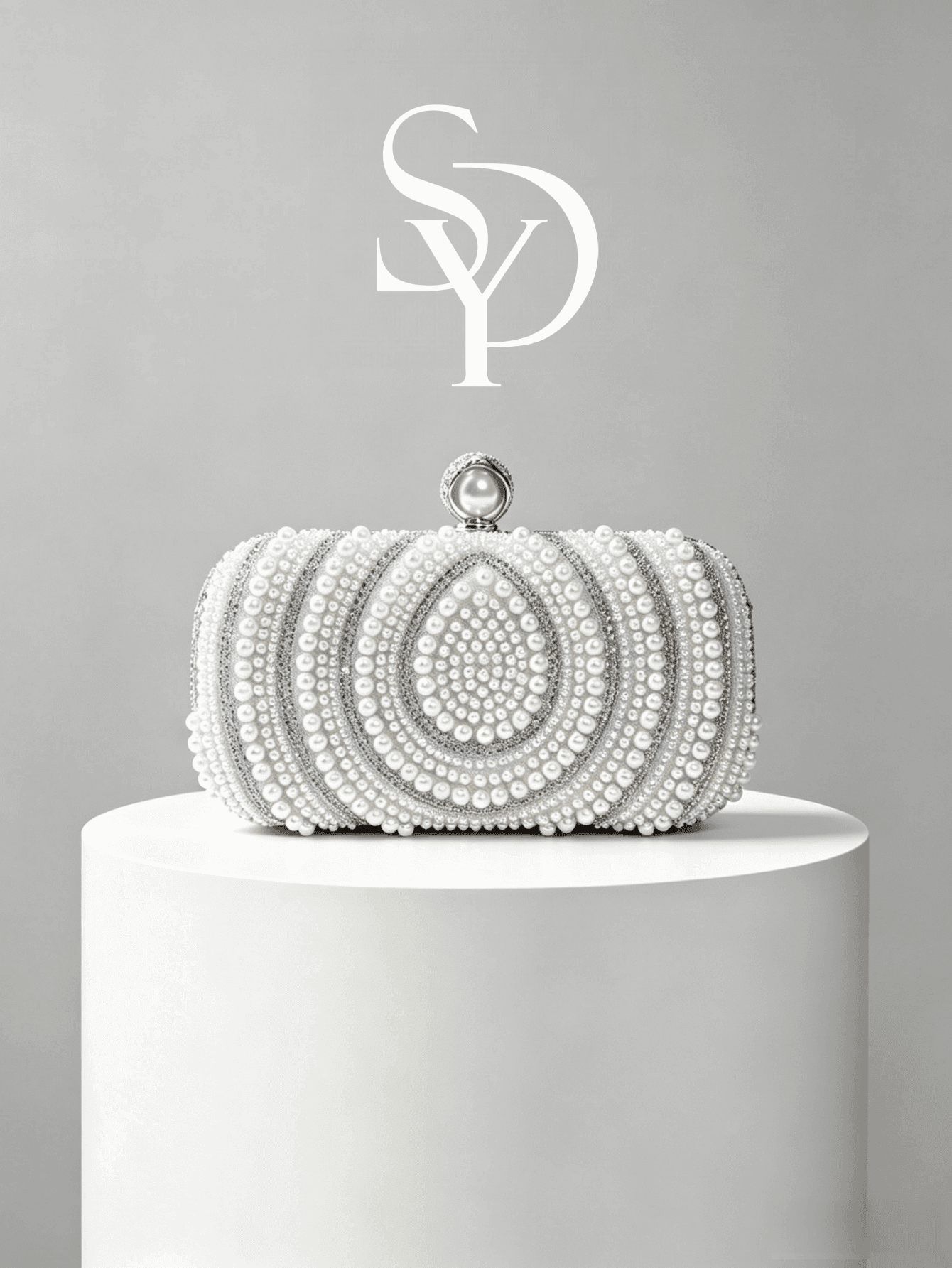 1pc Pearl Beaded Clutch Evening Bag, Women's Elegant Rhinestone Embellished Formal Wedding Handbag, Chain Crossbody Bag For Party, Ball, Evening Event