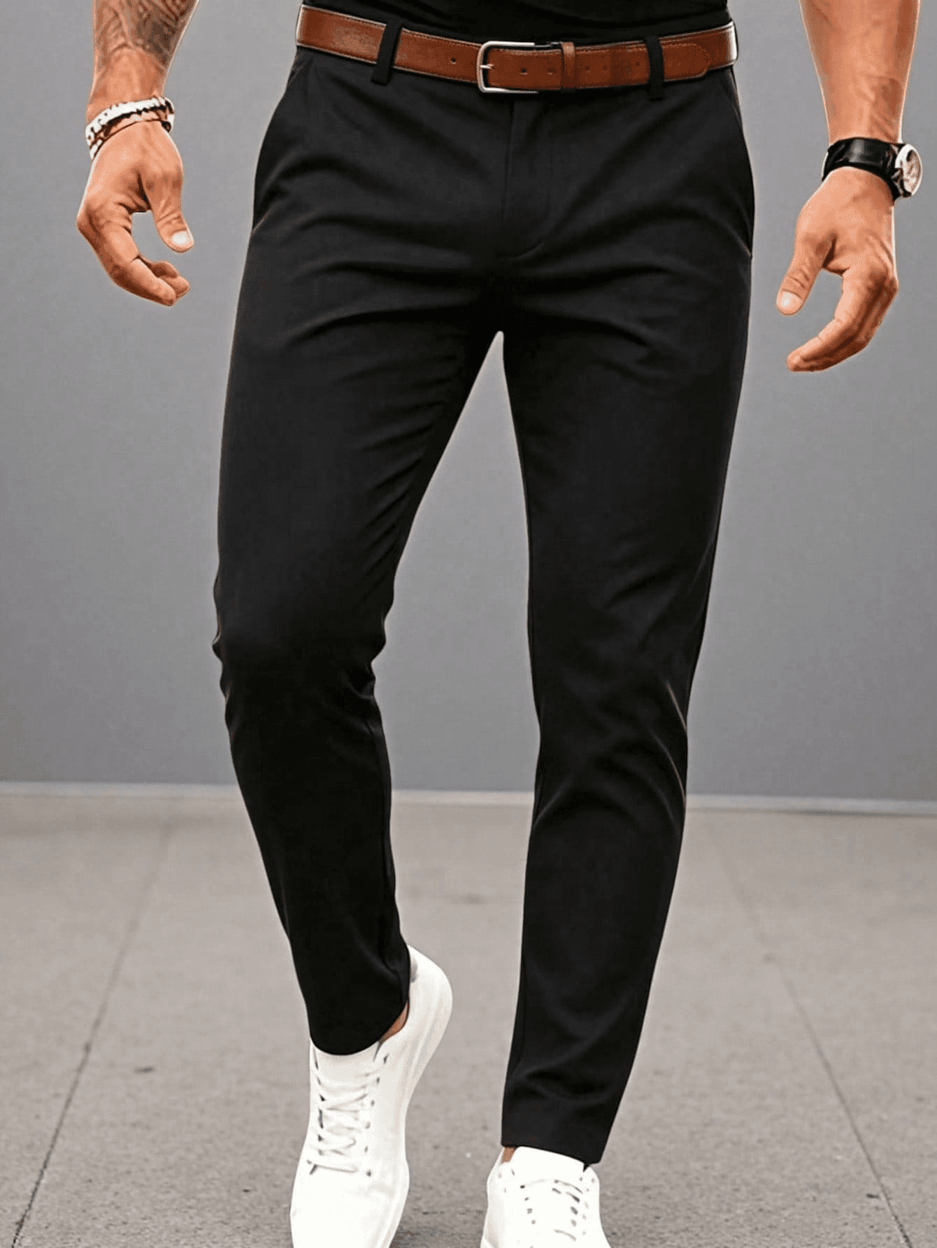 Summer Lightweight Cargo Pants, Men's Solid Color Casual Straight Leg Trousers, No Belt