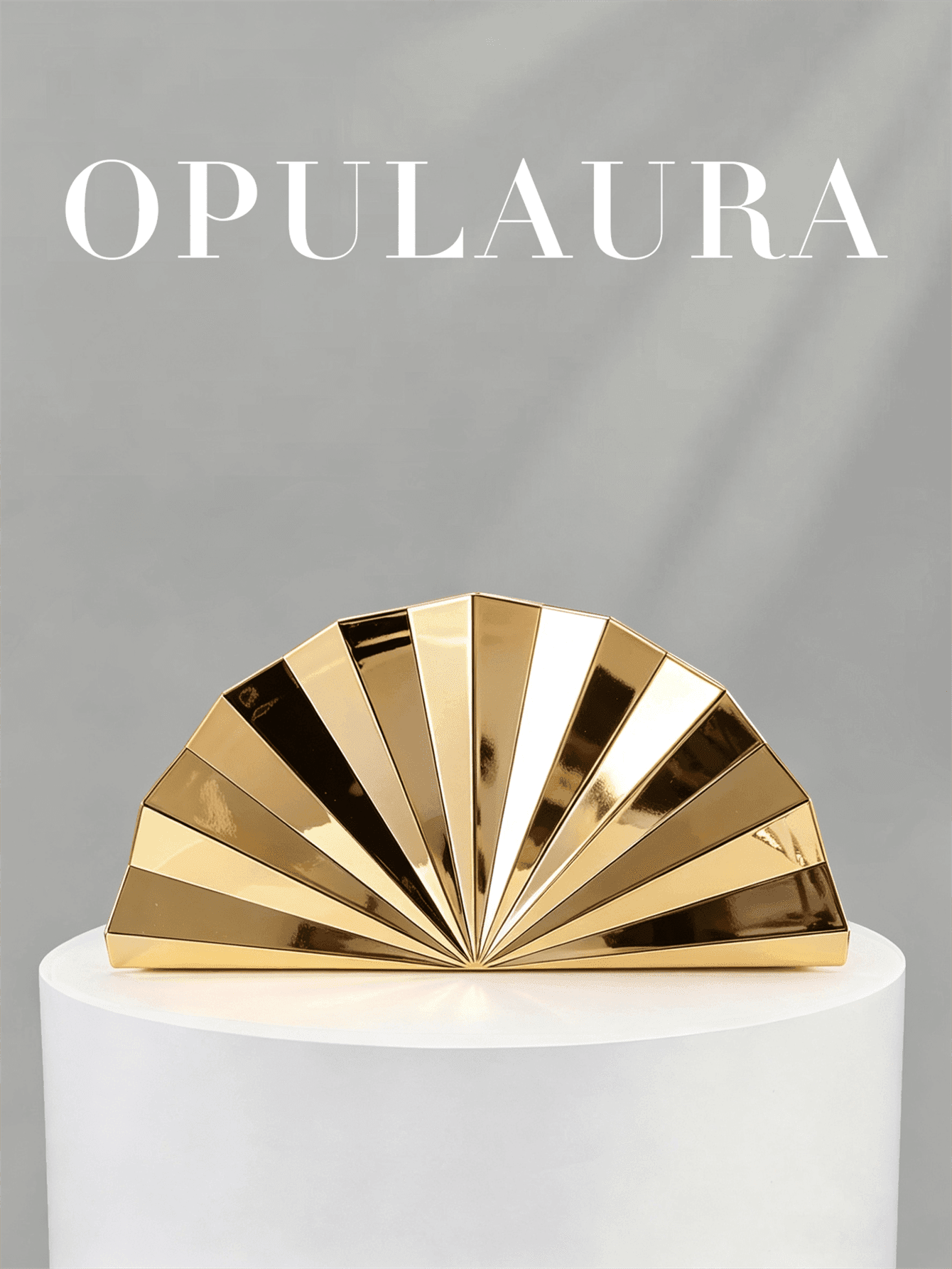 OpulAura European And American Fashion Metallic Shiny Fan-Shaped Design Women's Clutch Bag, Geometric Box Handbag, Magnetic Closure, Perfect For Parties, Weddings, Graduations, Galas, Birthdays, Dances