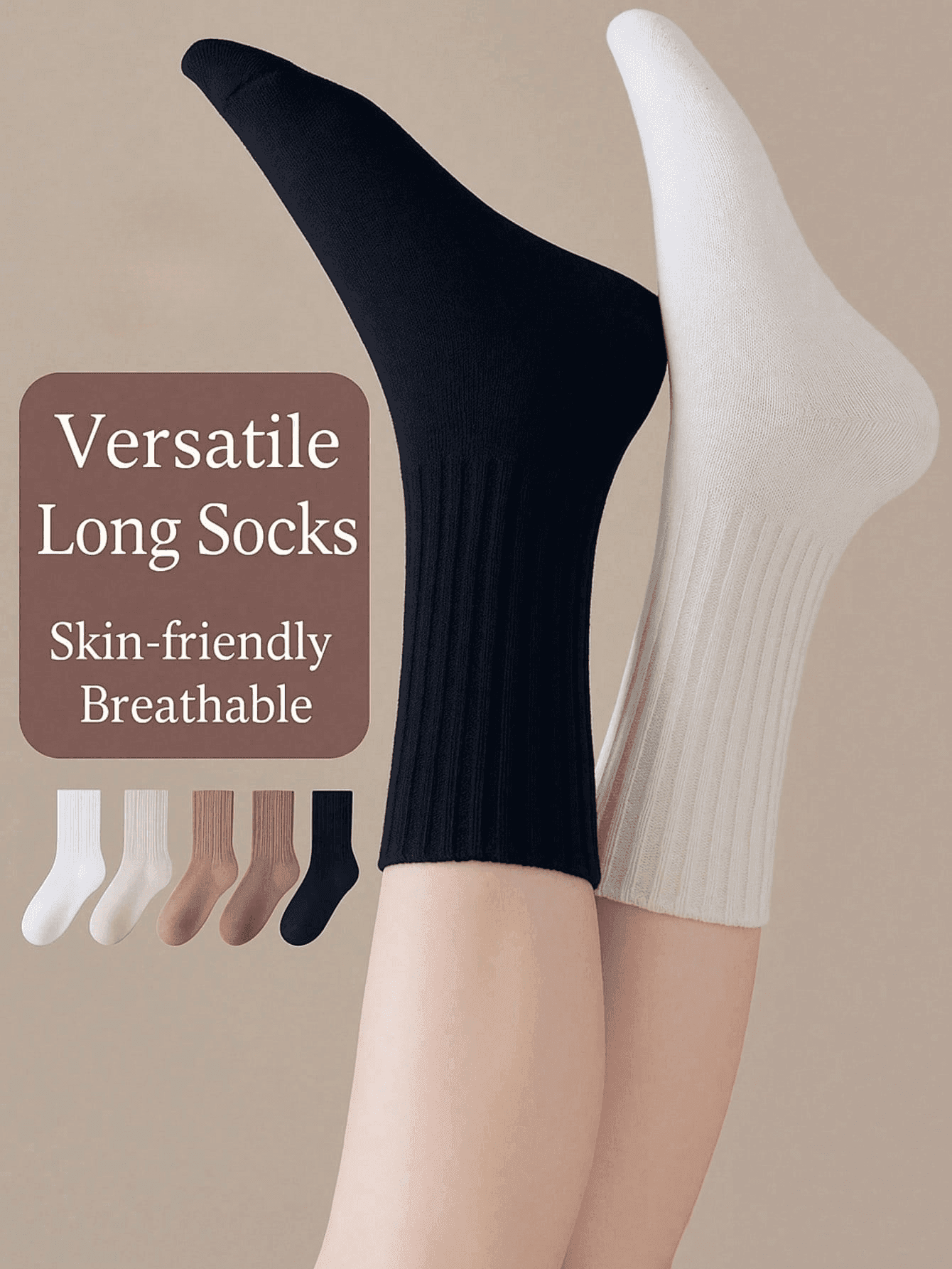 2/5 Pairs Women's Multi-Color Mid-Calf Socks, Couple Socks, Parent-Child Style, High Elasticity, Anti-Bacterial & Odor-Resistant, Soft & Comfortable, All-Season Wear, Breathable Knit Fabric, Simple, Home, Commute, Party, Casual Vacation, Holiday Gift