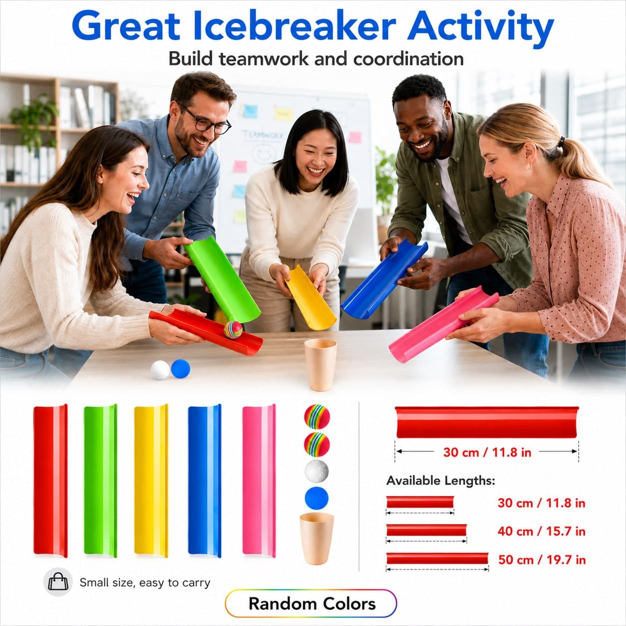 Team Building Activity Fun Pipe Set Group Game Team Collaboration Icebreaker Game 10pcs (5 Slots 4 Balls 1 Lid) Random Color U-Shaped Energy Transfer Suitable For Family Outdoor Camping Travel Beach Party Adults Teenagers Sports Meet School Gym