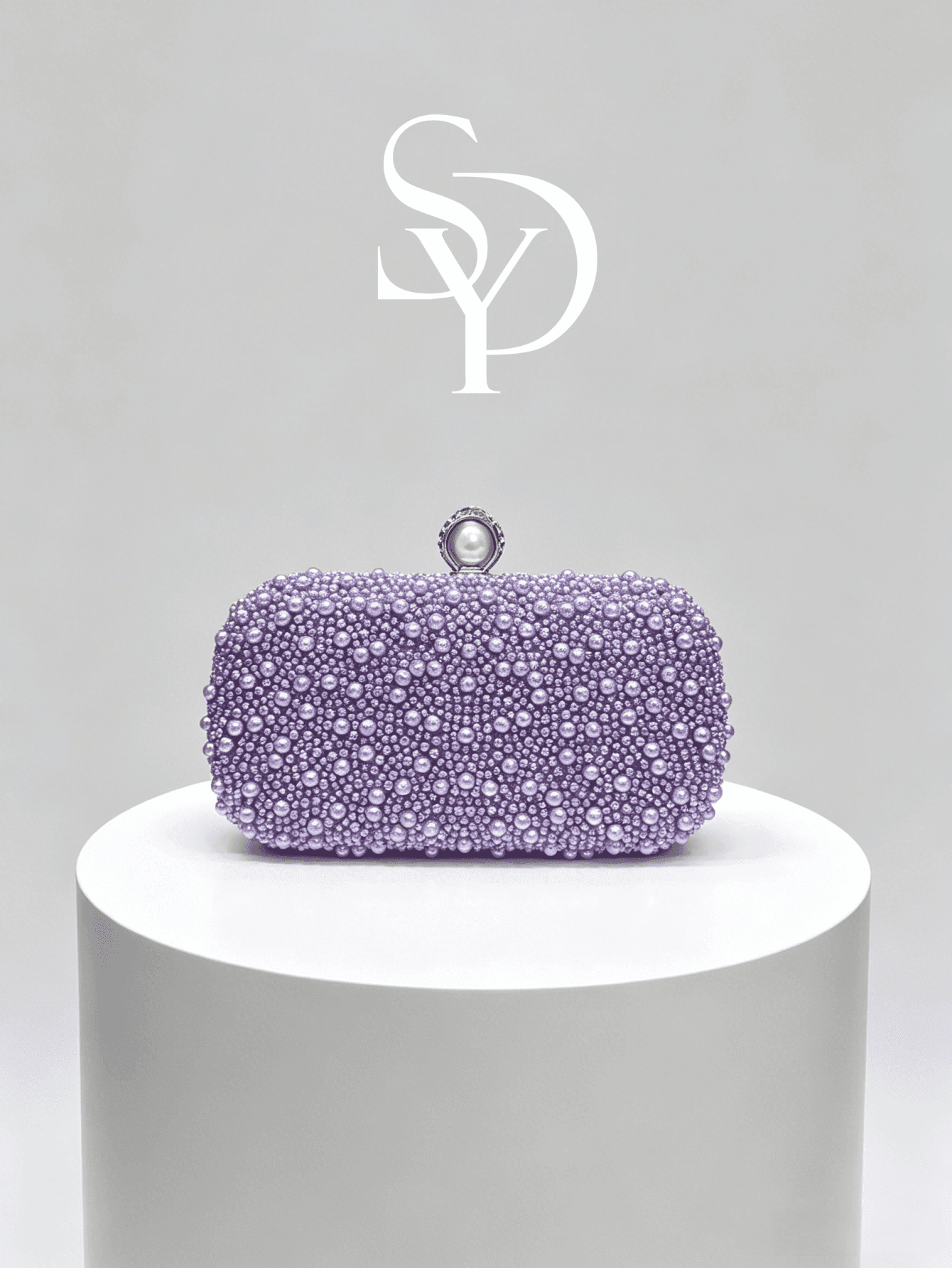 1pc Purple Full Pearl Evening Clutch Bag With Gradient Pearl Hard Box, Pearl Rhinestone Lock, Gentle Style Bridesmaid Dress Party Chain Crossbody Small Bag