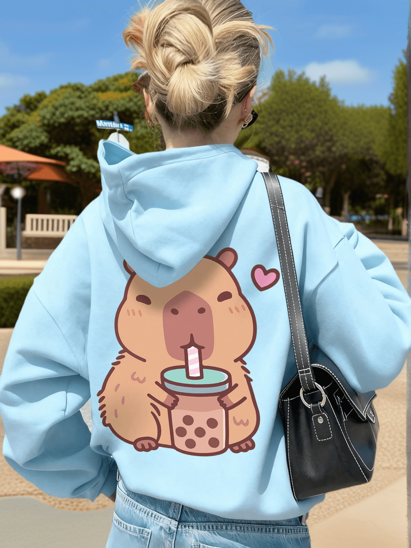 1pc Tween Girl Casual Printed Pullover Sweatshirt, Thermal Lined, Long Sleeve, Autumn/Winter Student Clothing