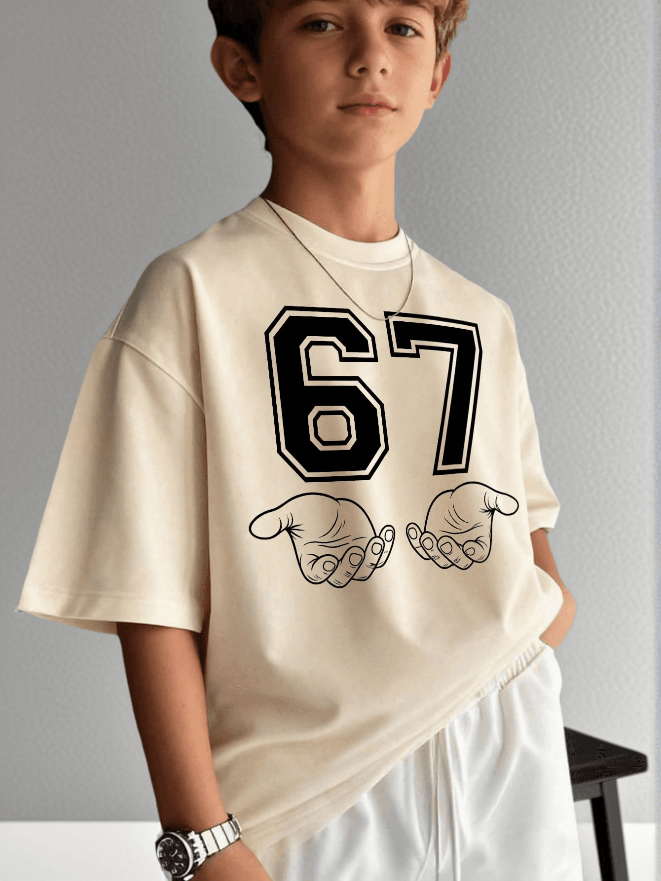 Tween Boys Casual Printed Crew Neck Short Sleeve T-Shirt, Summer Top